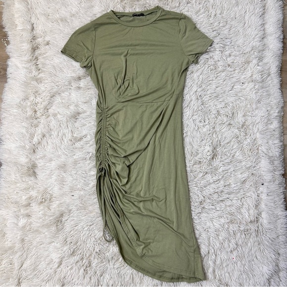 ◾️3/$25 SHEIN Midi Dress With Ruched Drawstring Sides And Split Hem - Picture 3 of 8